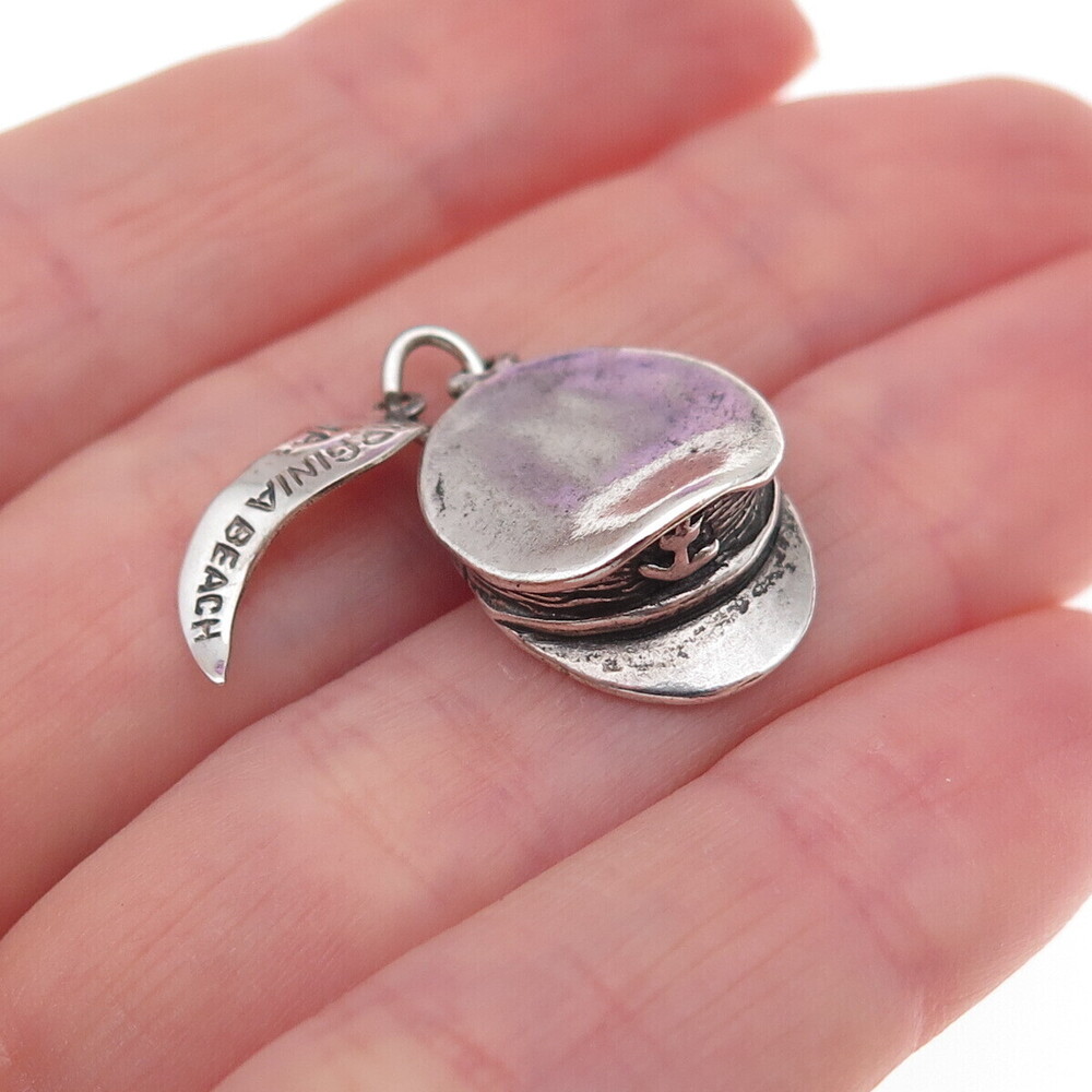 Pacific Jewelry 925 Sterling Silver Vintage Naval Officer's Cap Charm Pendant
